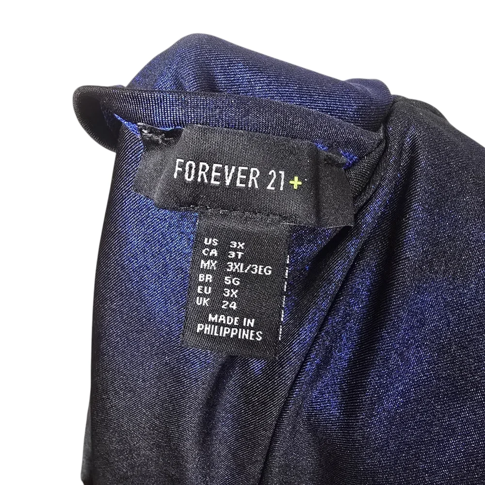 Forever 21 Blue Metallic Short Sleeves Shirt 3X - Picture 5 of 5